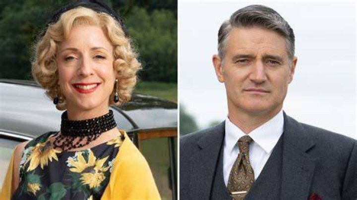 Claudie Blakley as Mrs. Devine, Mark Williams as Father Brown, and Ruby-May Martinwood as Brenda Palmer in 'Father Brown' Season 11